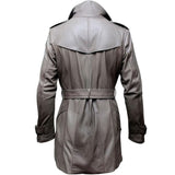 Men’s Vintage Grey Belted Genuine lambskin Leather Trench Coat