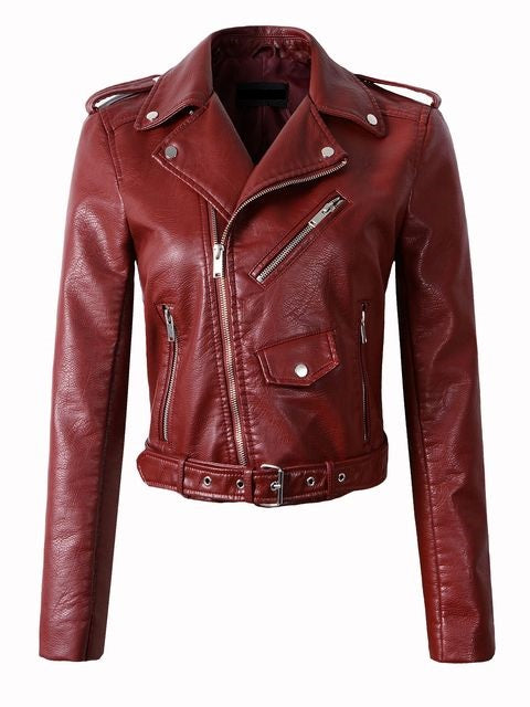 Womens Bellamy Genuine Lambskin Biker Leather Jacket