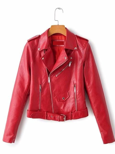 Womens Bellamy Genuine Lambskin Biker Leather Jacket
