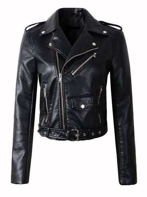 Womens Bellamy Genuine Lambskin Biker Leather Jacket