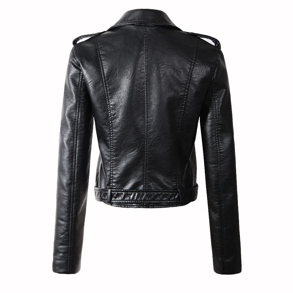 Womens Bellamy Genuine Lambskin Biker Leather Jacket