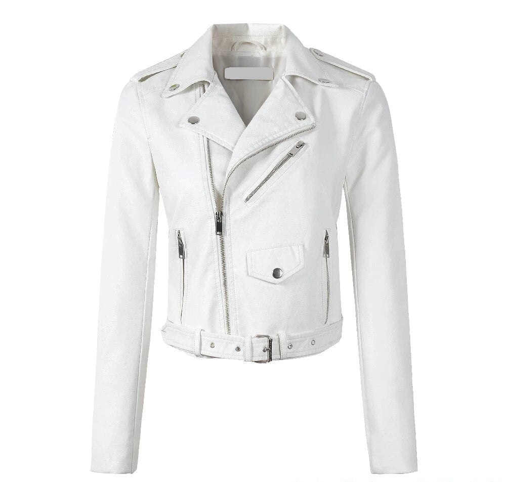 Womens Bellamy Genuine Lambskin Biker Leather Jacket
