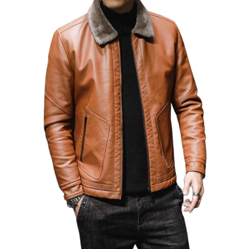 Mens Prime Genuine Lambskin Leather Faux Fur Lined Jacket