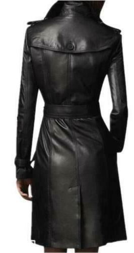 Womens Harmony Genuine Lambskin Leather Long Trench Coat